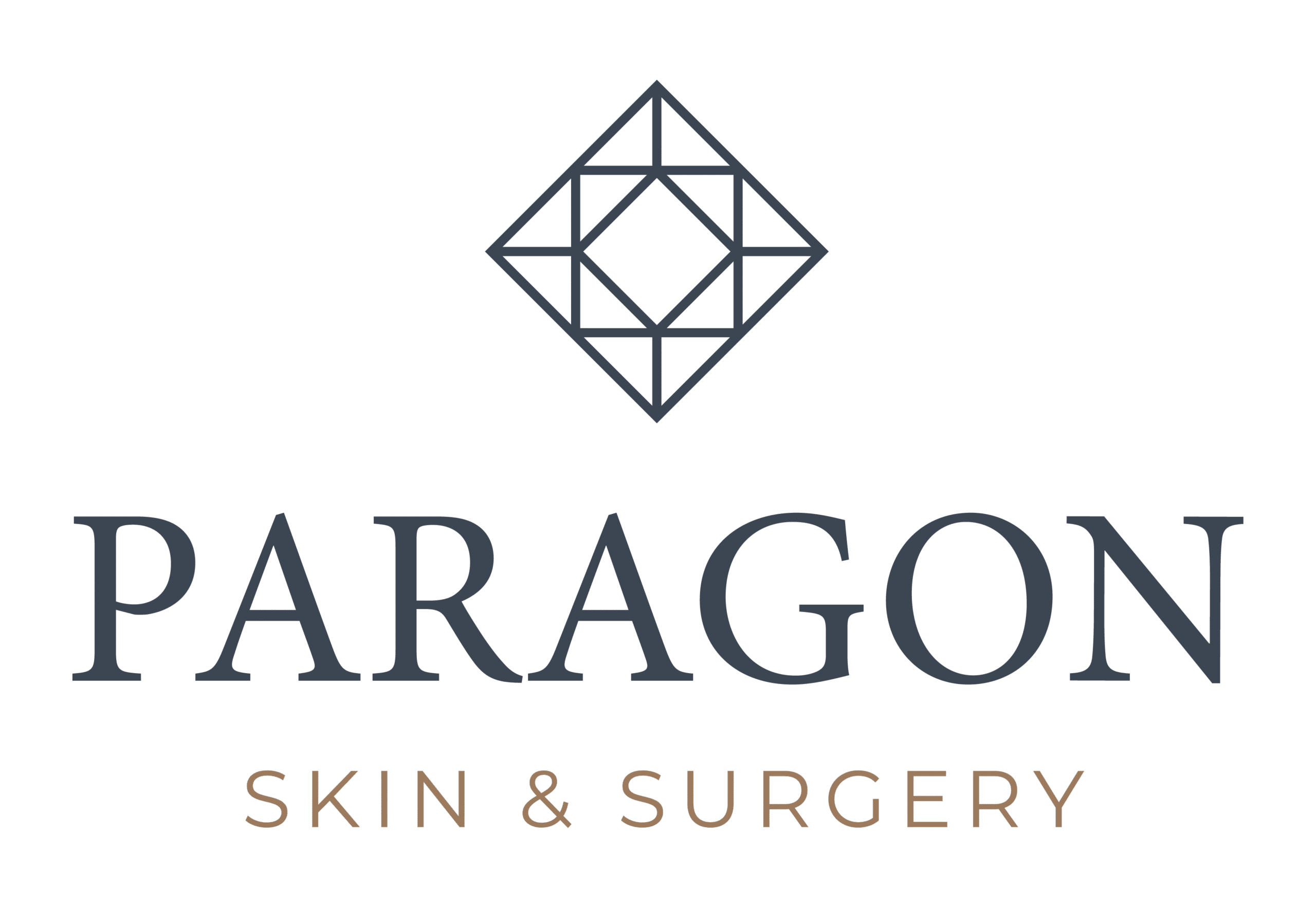 Paragon Skin & Surgery logo featuring a geometric design